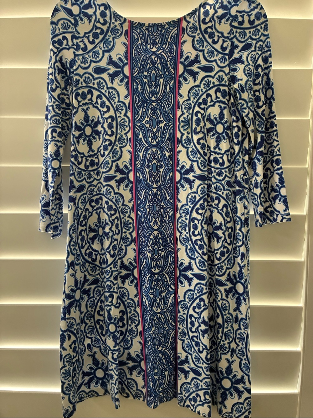 Lilly Pulitzer Blue Women’s Shift Dress Blue with Pink Trim